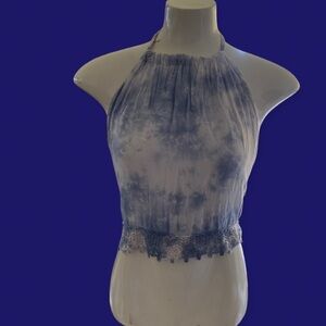 American Eagle Outfitters Blue Tie-Dye Crop Top
